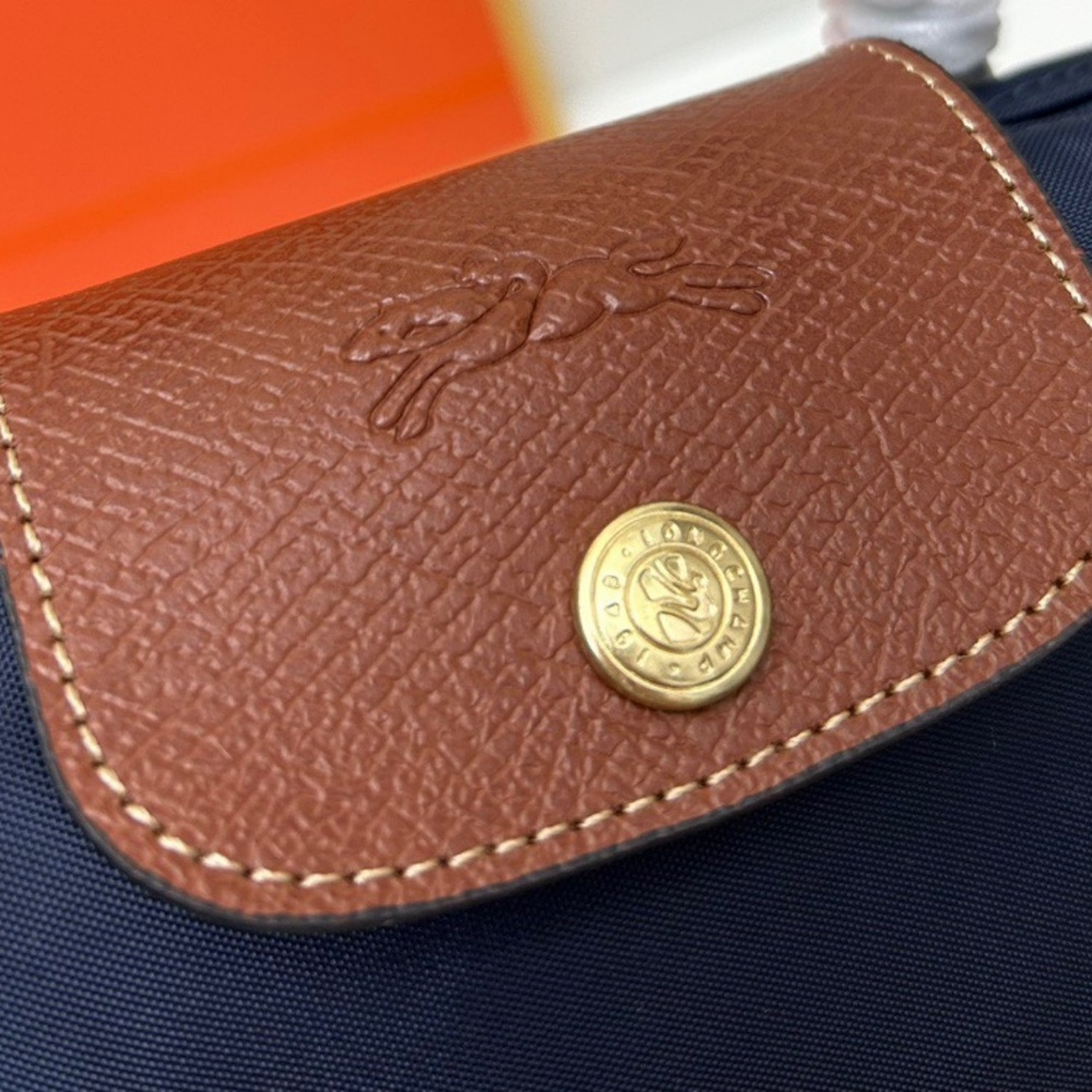 NWT Longchamp Navy Blue and Brown Crossbody Bag - Picture 6 of 9